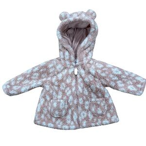 Carter's Pink and White Fuzzy Bear Hoodie
